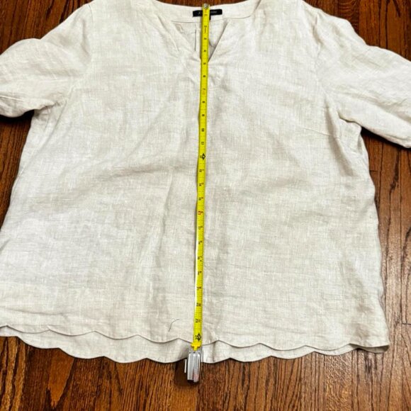 John Mark Linen Top L Oatmeal 3/4 sleeve - Picture 2 of 7
